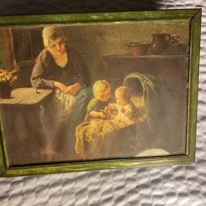 Vintage Pictures of olderwoman watching two kids